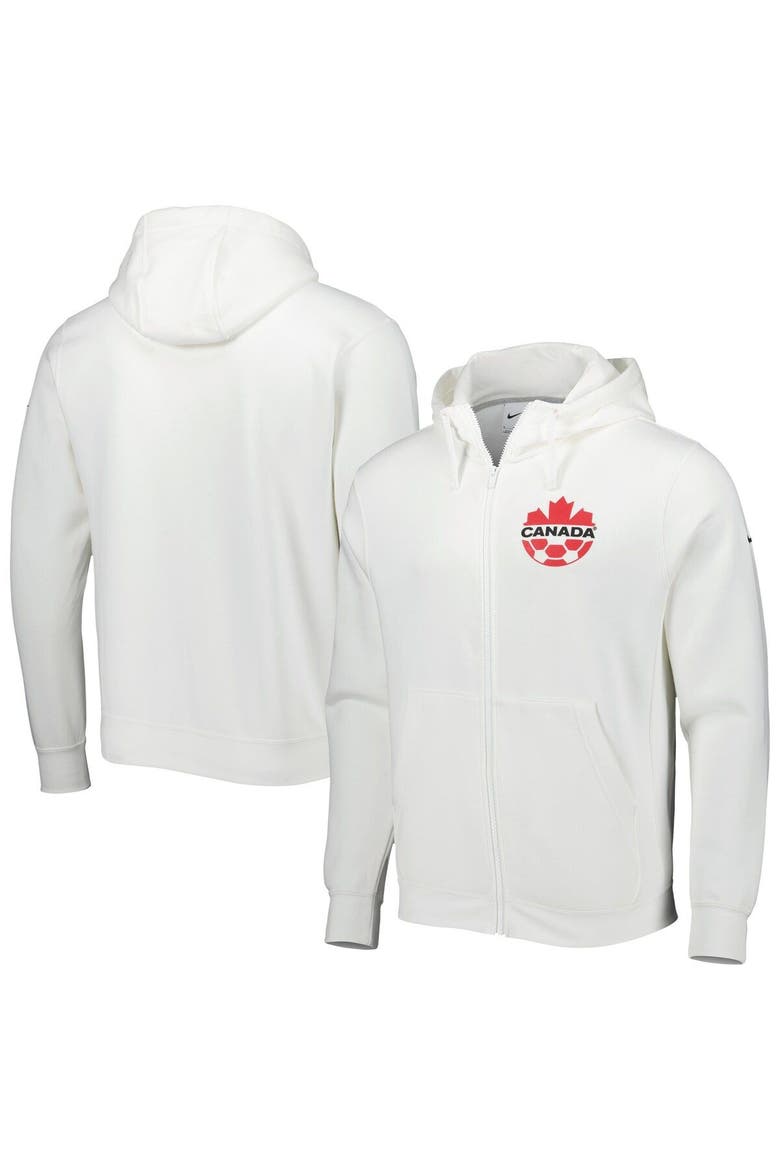 Men's Nike White Canada Soccer Club Fleece Full-Zip Hoodie, Main, color, White
