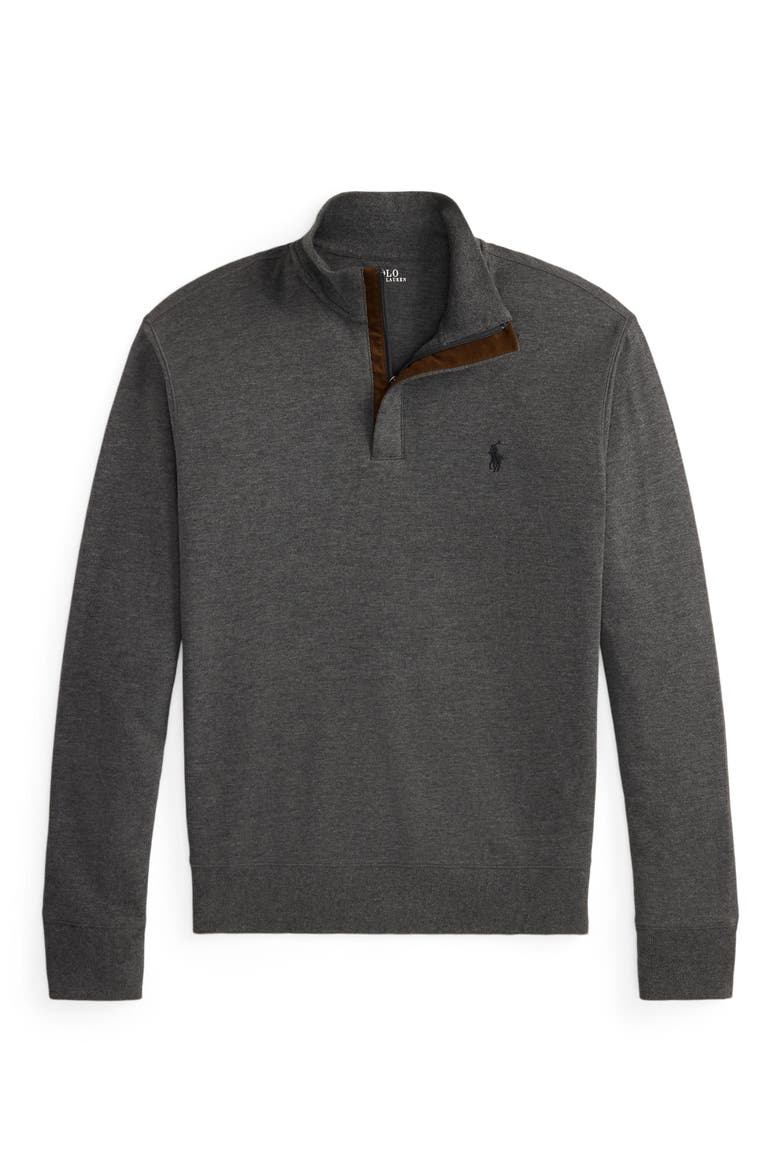 Luxury Cotton Blend Quarter Zip Pullover, Alternate, color, GREY