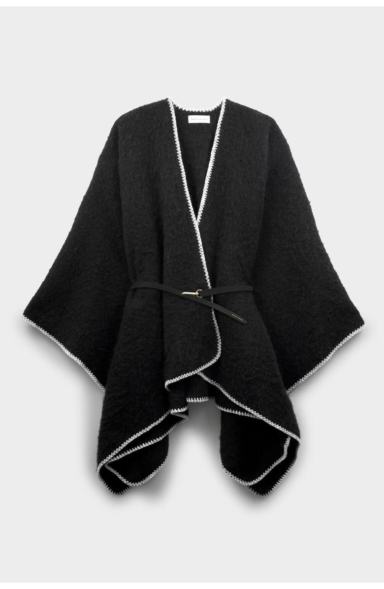 Katie Loxton Whipstitch Blanket Cape with Belt, Main, color, Black