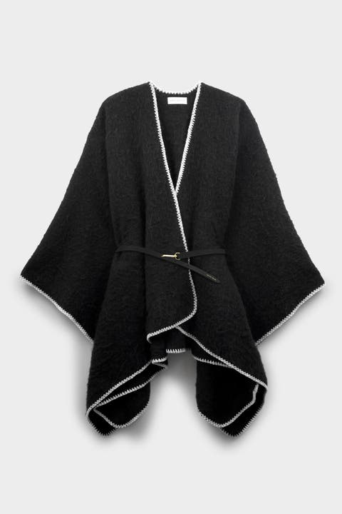 Whipstitch Blanket Cape with Belt