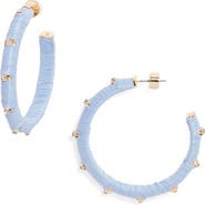 Nordstrom Crystal Accent Raffia Wrapped Hoop Earrings