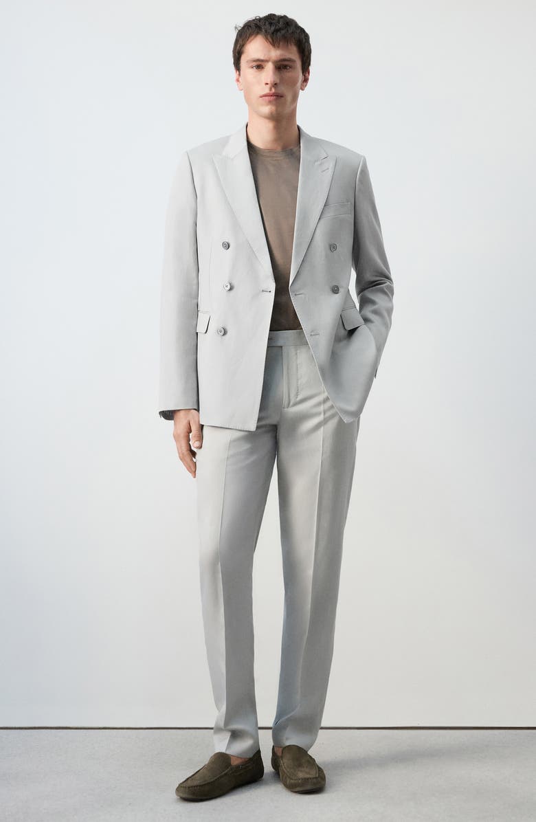 MANGO Amalfi Slim Fit Suit Trousers, Alternate, color, Grey