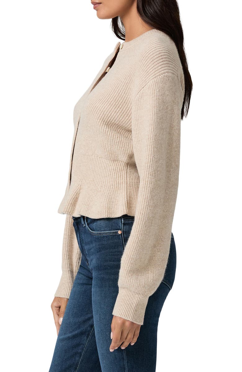 PAIGE Roslin Wool Blend Peplum Cardigan, Alternate, color, Toffee