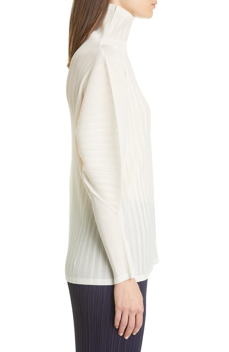Pleats Please Issey Miyake Pleated Turtleneck Top, Alternate, color,