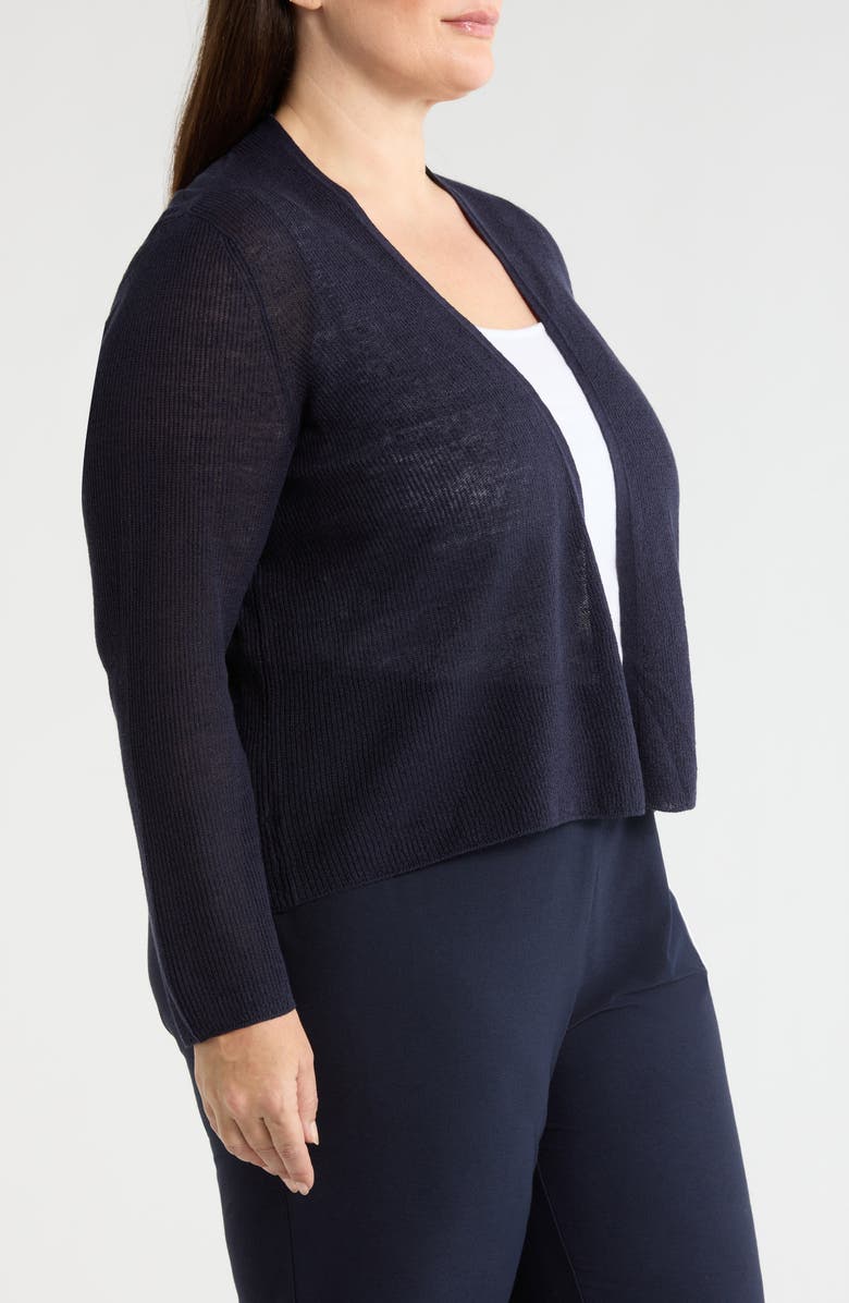 Eileen Fisher Organic Linen & Organic Cotton Cardigan, Alternate, color, Ink