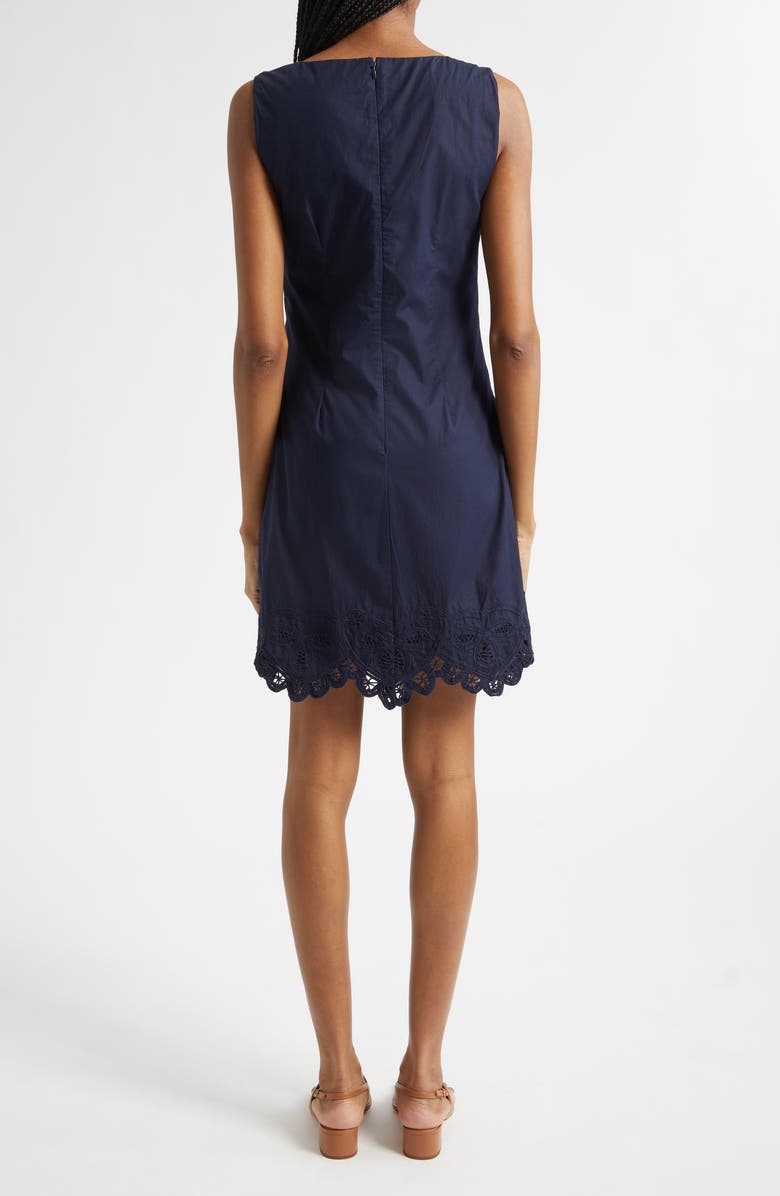 Veronica Beard Shanice Embroidered Detail Linen Blend Dress, Alternate, color, Navy