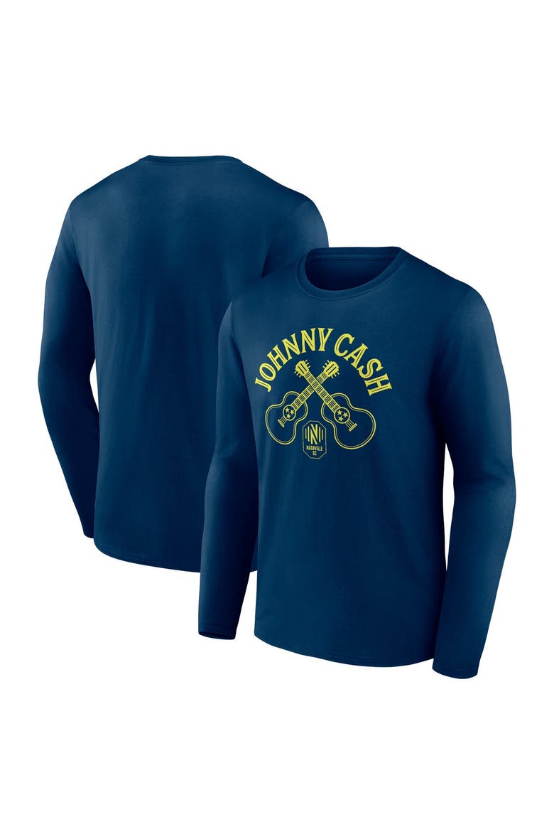 Men's Fanatics Branded  Navy Nashville SC x Johnny Cash Guitar Long Sleeve T-Shirt, Alternate, color, Navy