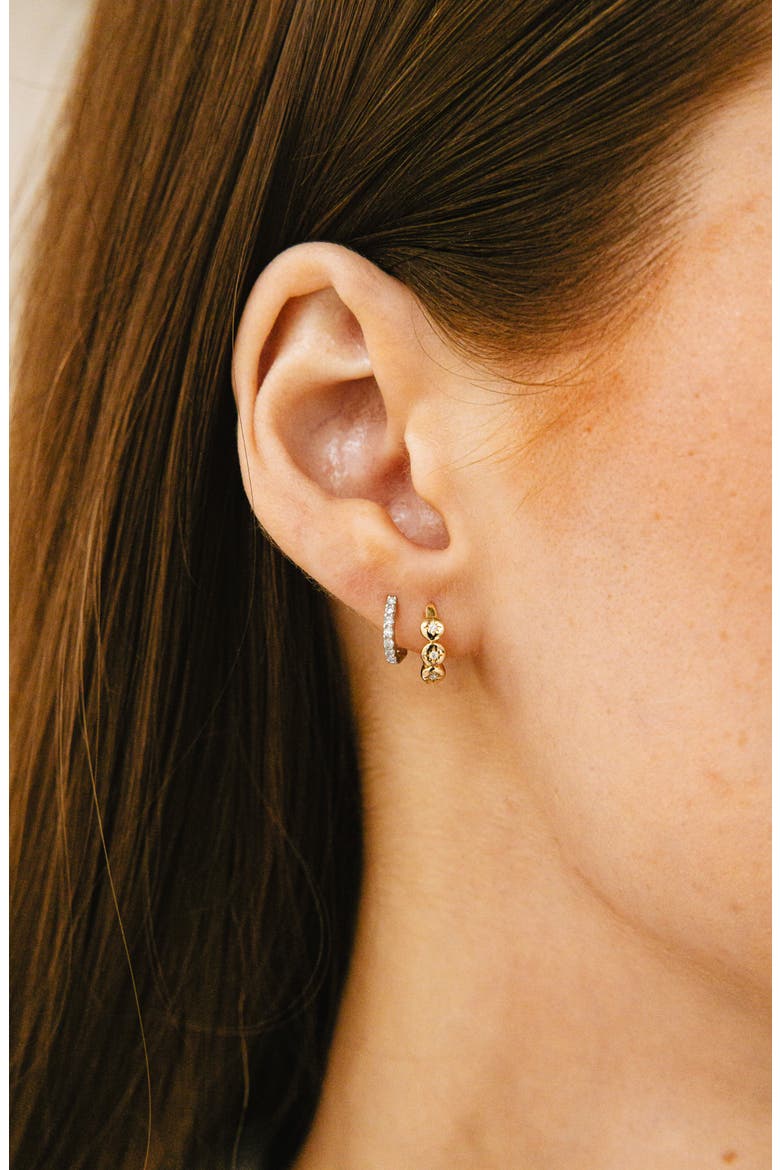 Mini Diamond Huggie Hoop Earrings, Alternate, color, WHITE GOLD