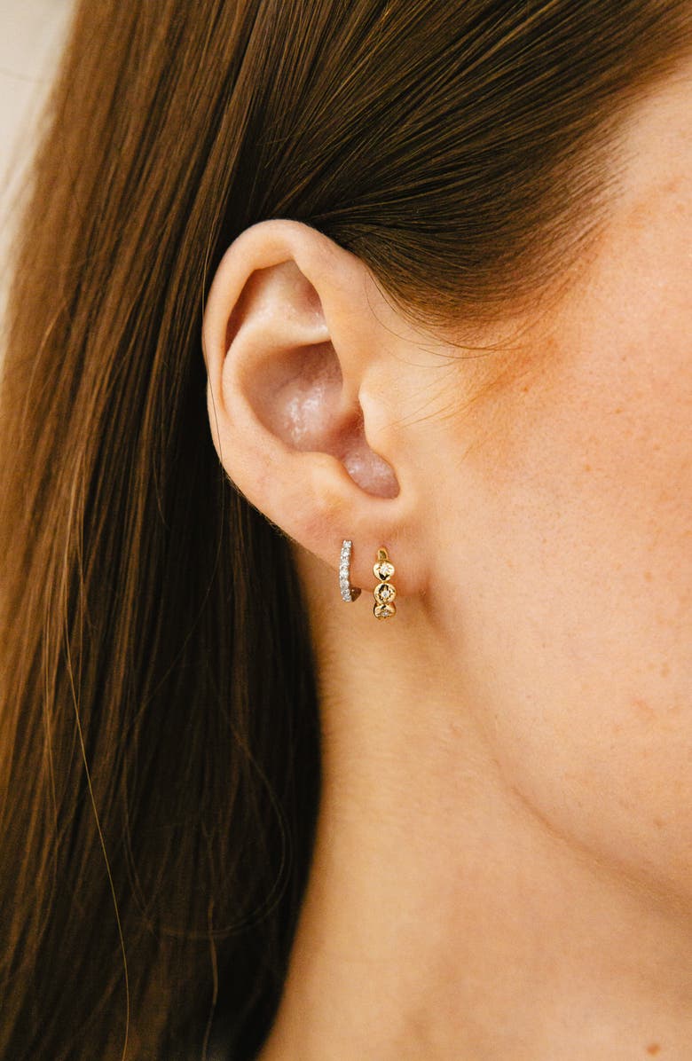 Dana Rebecca Designs Cynthia Rose Diamond Starburst Huggie Hoop Earrings, Alternate, color, Yellow Gold