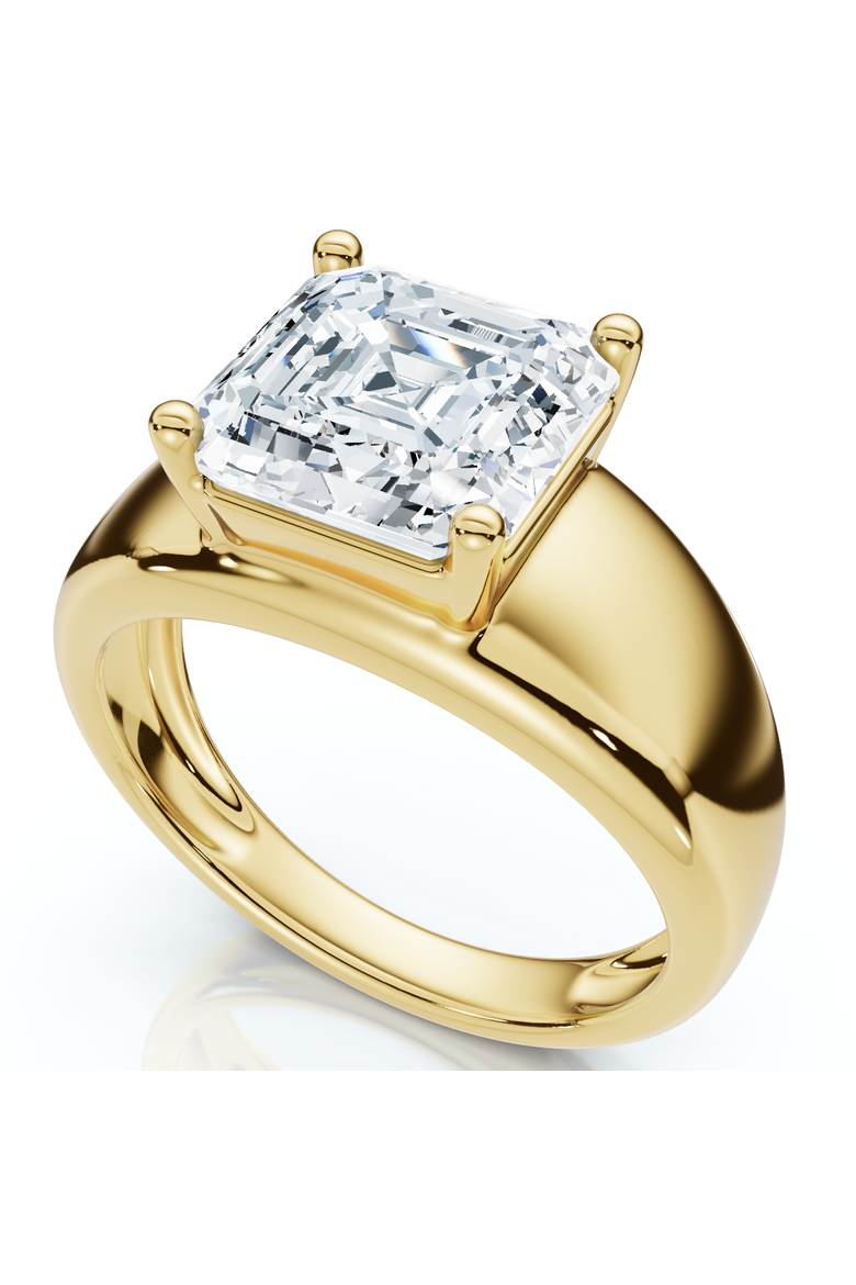 Certified 3Ct Asscher Cut Solitaire Cigar Band 14k Gold or Platinum Lab Grown, Main, color, 14k Yellow Gold