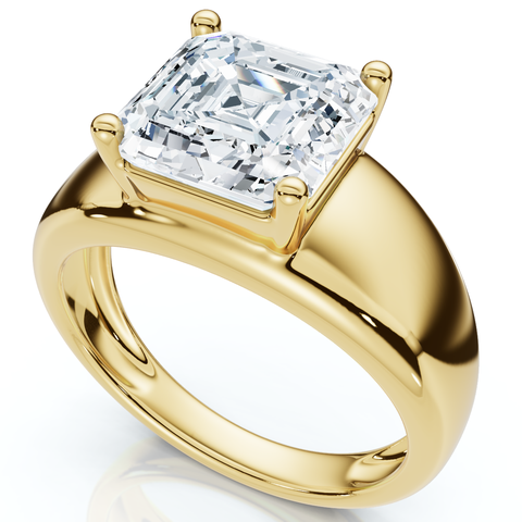 Certified 3Ct Asscher Cut Solitaire Cigar Band 14k Gold or Platinum Lab Grown