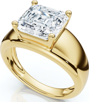 Bliss Diamond Certified 3Ct Asscher Cut Solitaire Cigar Band 14k Gold or Platinum Lab Grown