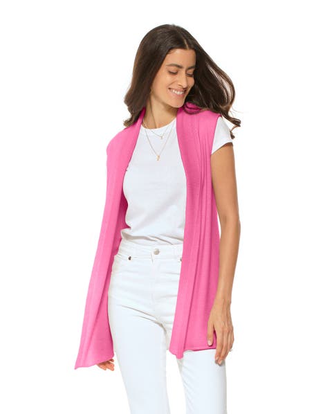 Pure Cashmere Sleeveless Long Open Front Cardigan
