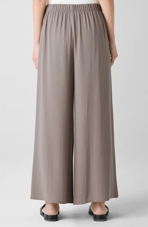 Eileen Fisher Cropped Wide-leg Silk Georgette Crepe Pants In Cocoa