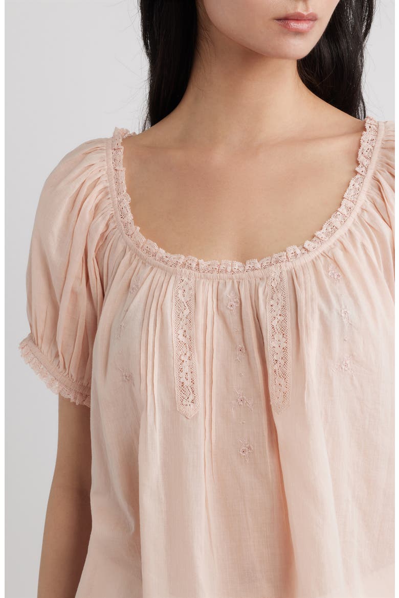Frederica Floral Embroidered Organic Cotton Voile Top, Alternate, color, BLUSH