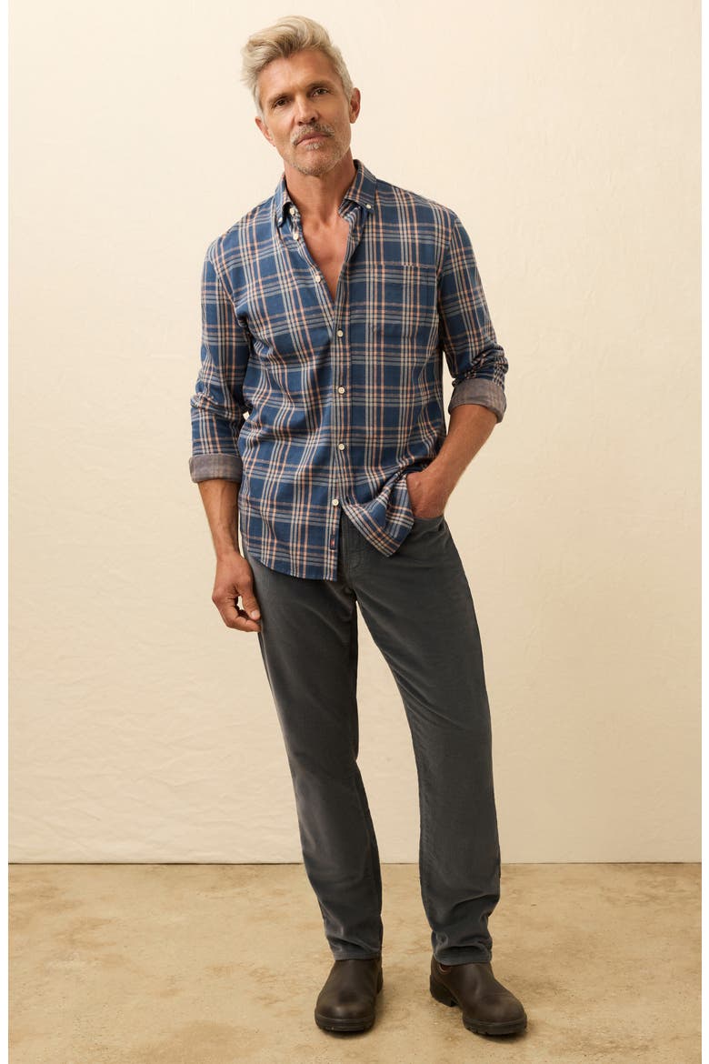 Coastline Knit Button-Down Shirt, Alternate, color, CLAY TWILIGHT PLAID