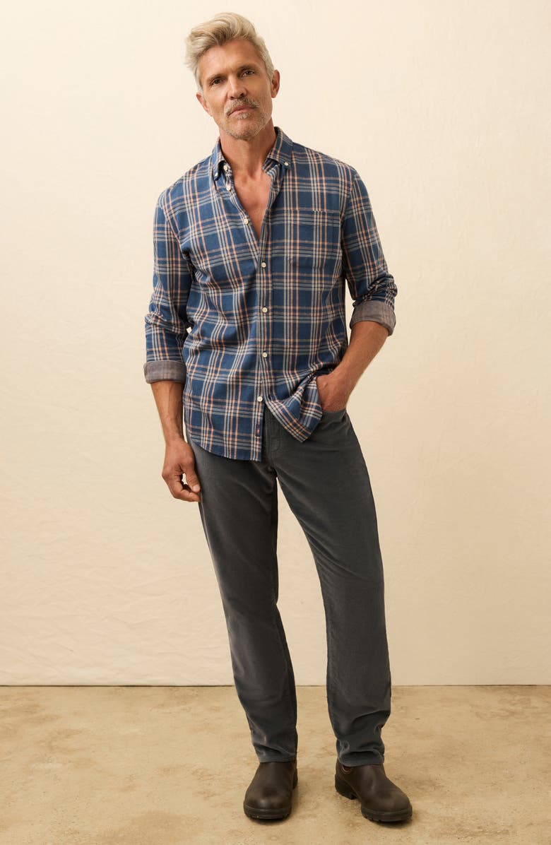 Faherty Coastline Knit Button-Down Shirt, Alternate, color, Clay Twilight Plaid