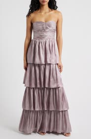 Lulus Bella Tiered Strapless Gown