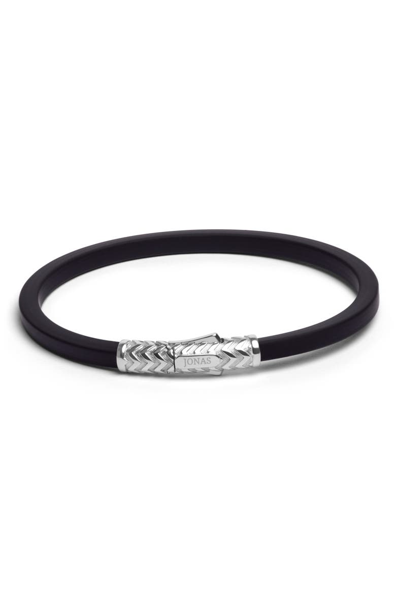 Jonas Studio Men's Rubber & Sterling Silver Bracelet, Main, color, Jet