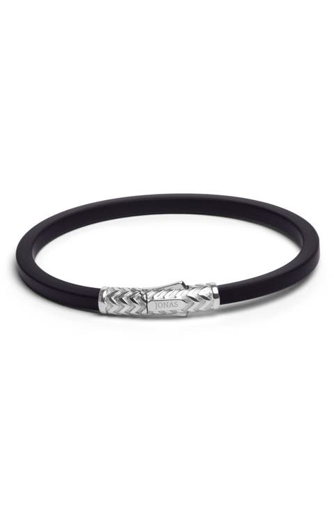 Men's Rubber & Sterling Silver Bracelet