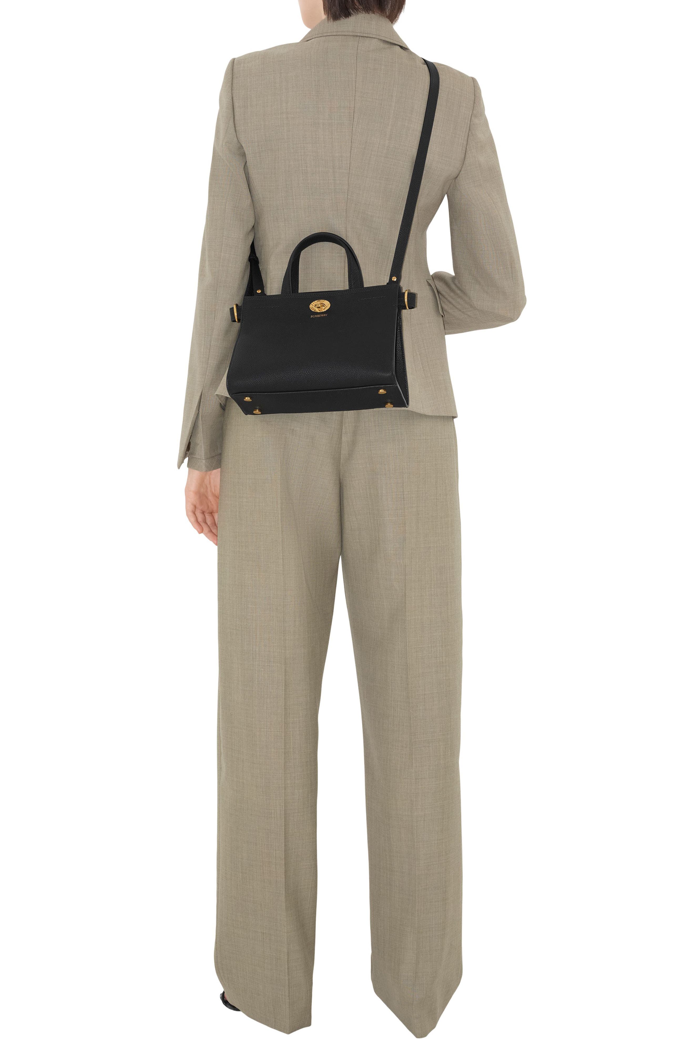 Burberry Mini Cotswolds Leather Tote, Alternate, color, Black