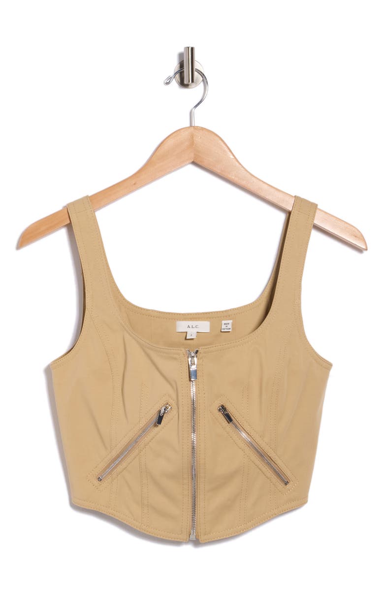 A.L.C. Dea Zip Crop Corset Top, Main, color, Desert Beige