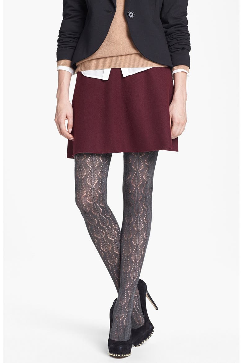 'Pretty Pointelle' Tights, Main, color, HEATHER GREY