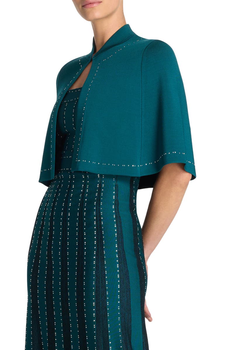 St. John Evening Crystal Embellished Piqué Capelet, Alternate, color,