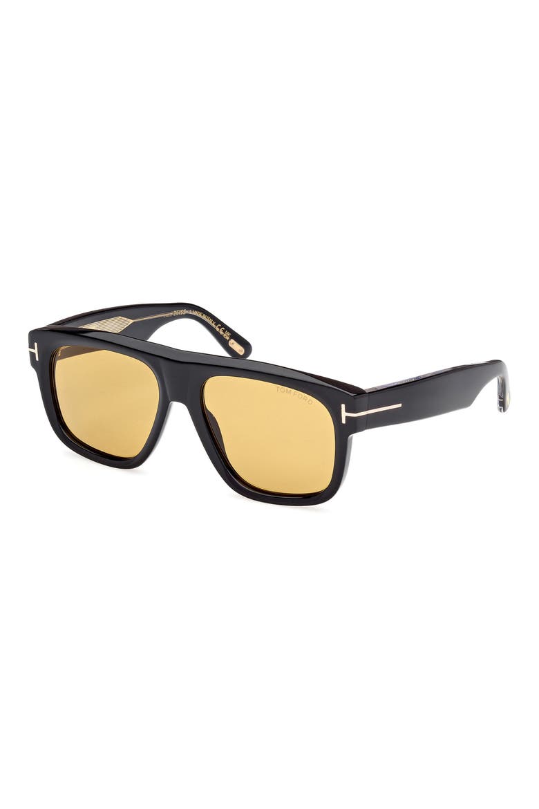 Icon 56mm Pilot Sunglasses, Alternate, color, SHINY BLACK / BROWN