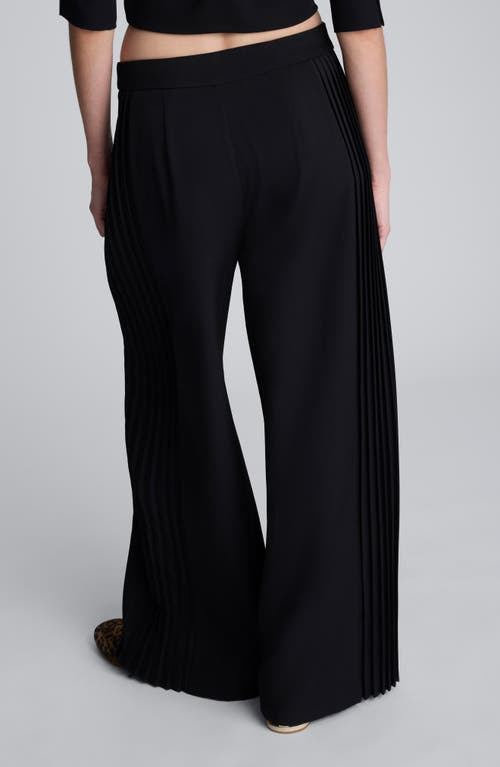 Kenneth Cole Luxe Twill Side Pleat Wide Leg Pant In Black