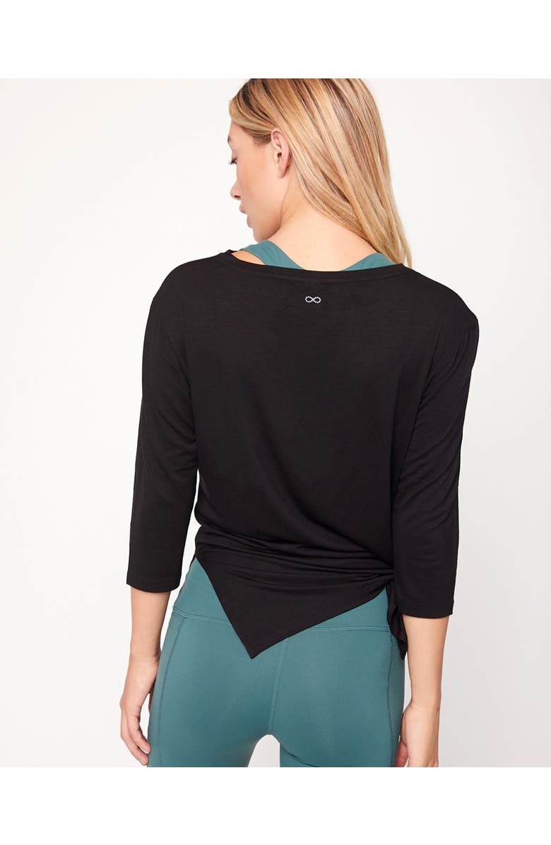 Rebody Active Anen Side Tie 3/4 Sleeve Top, Alternate, color, Metropolis Black