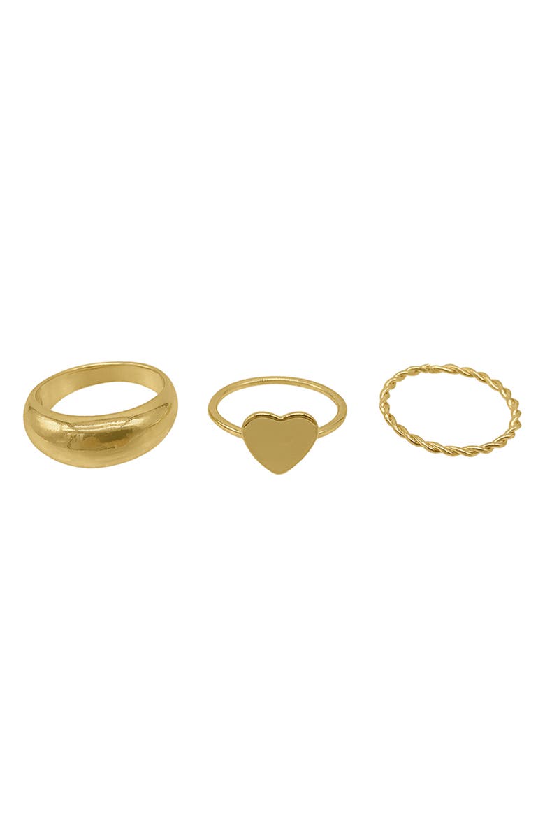 Adornia Assorted 3-Pack 14K Yellow Gold Plated Rings, Main, color, 