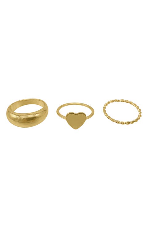 Assorted 3-Pack 14K Yellow Gold Plated Rings