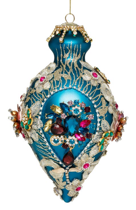 Kings Jewel Fancy Finial Ornament, Teal