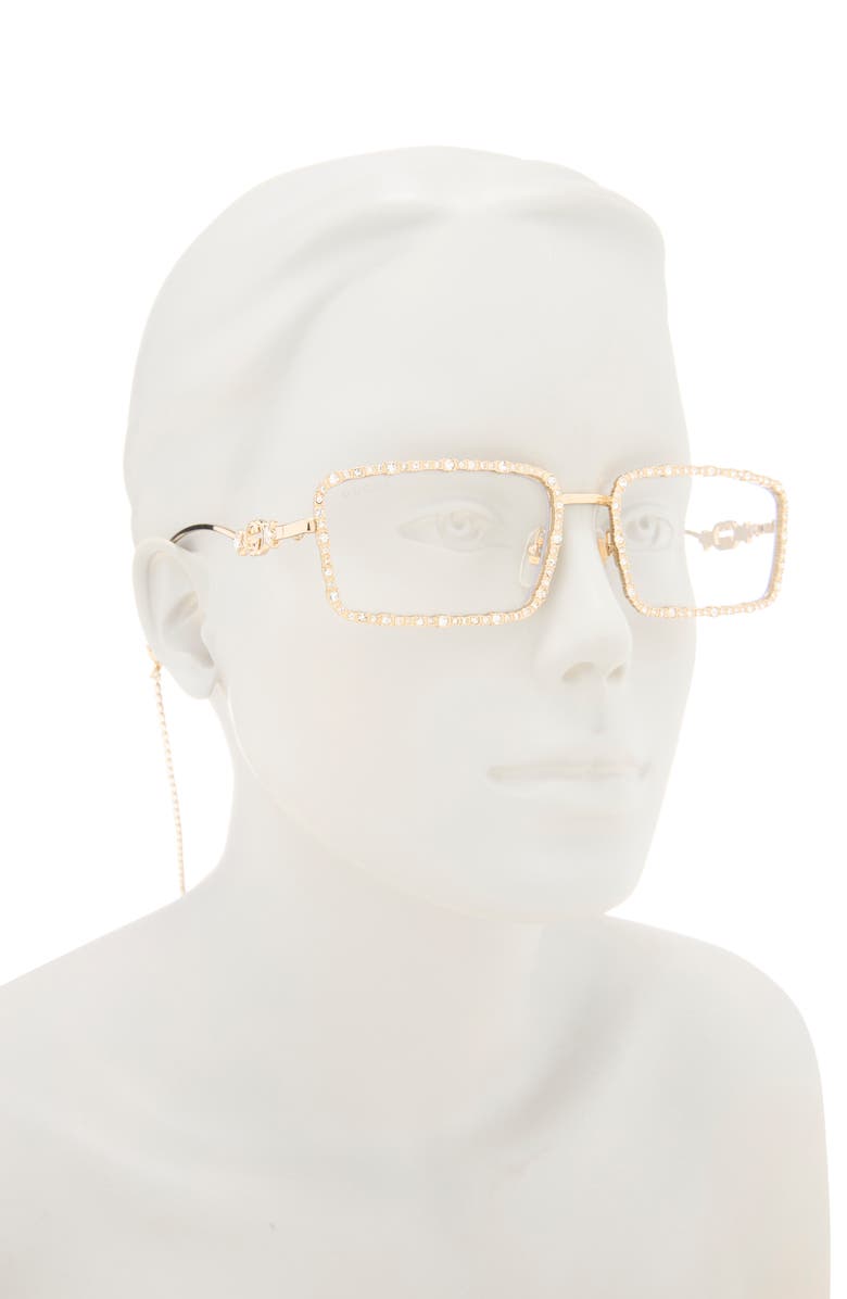 Gucci 58mm Rectangular Sunglasses, Alternate, color, Gold Gold Transparent