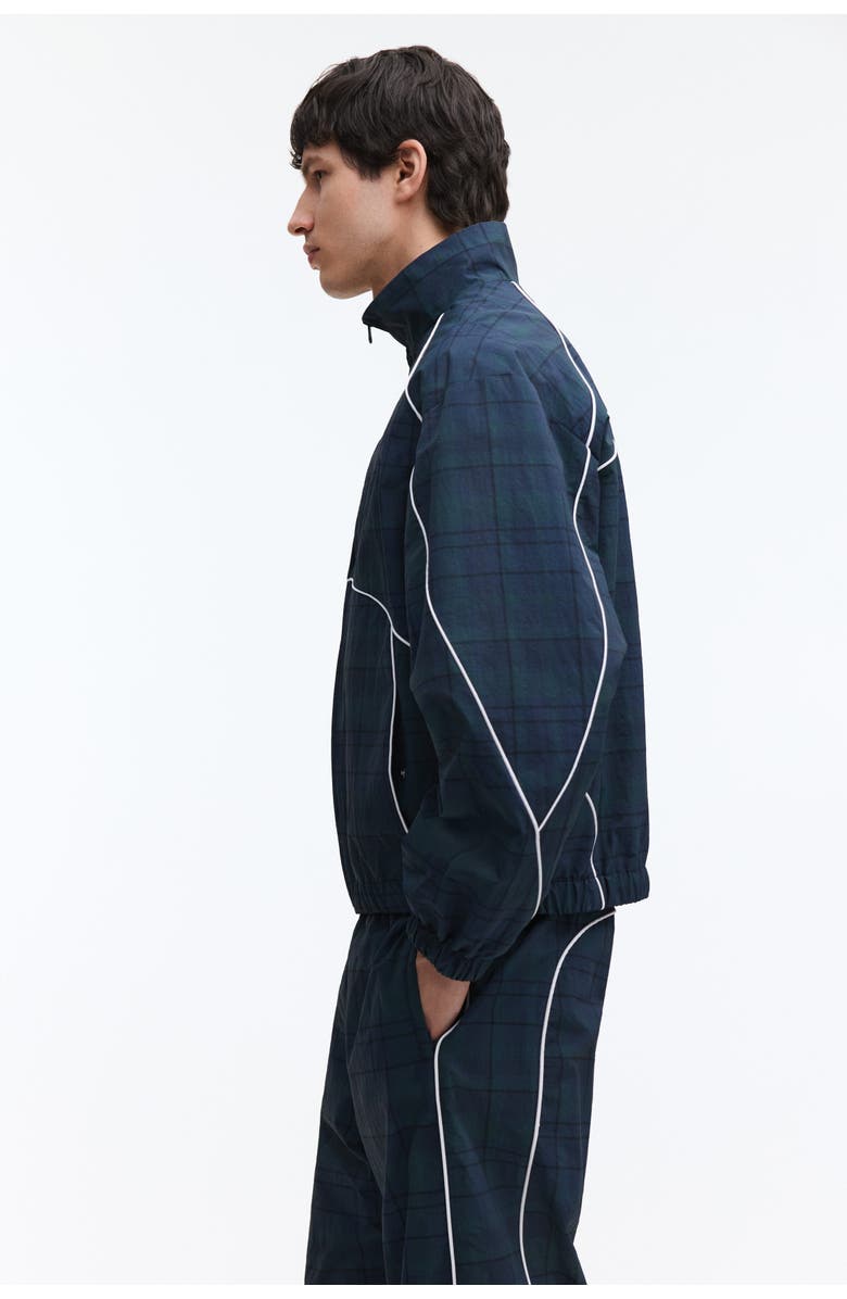 H&M Nylon track jacket, Alternate, color, Dark Blue/Plaid