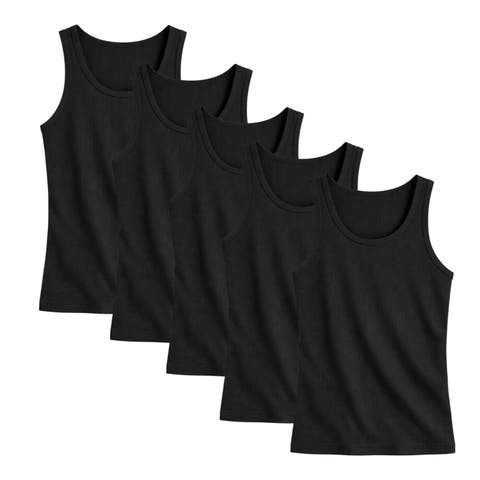 Mens 5 Pack Ribbed Tank Tops Classic Fit
