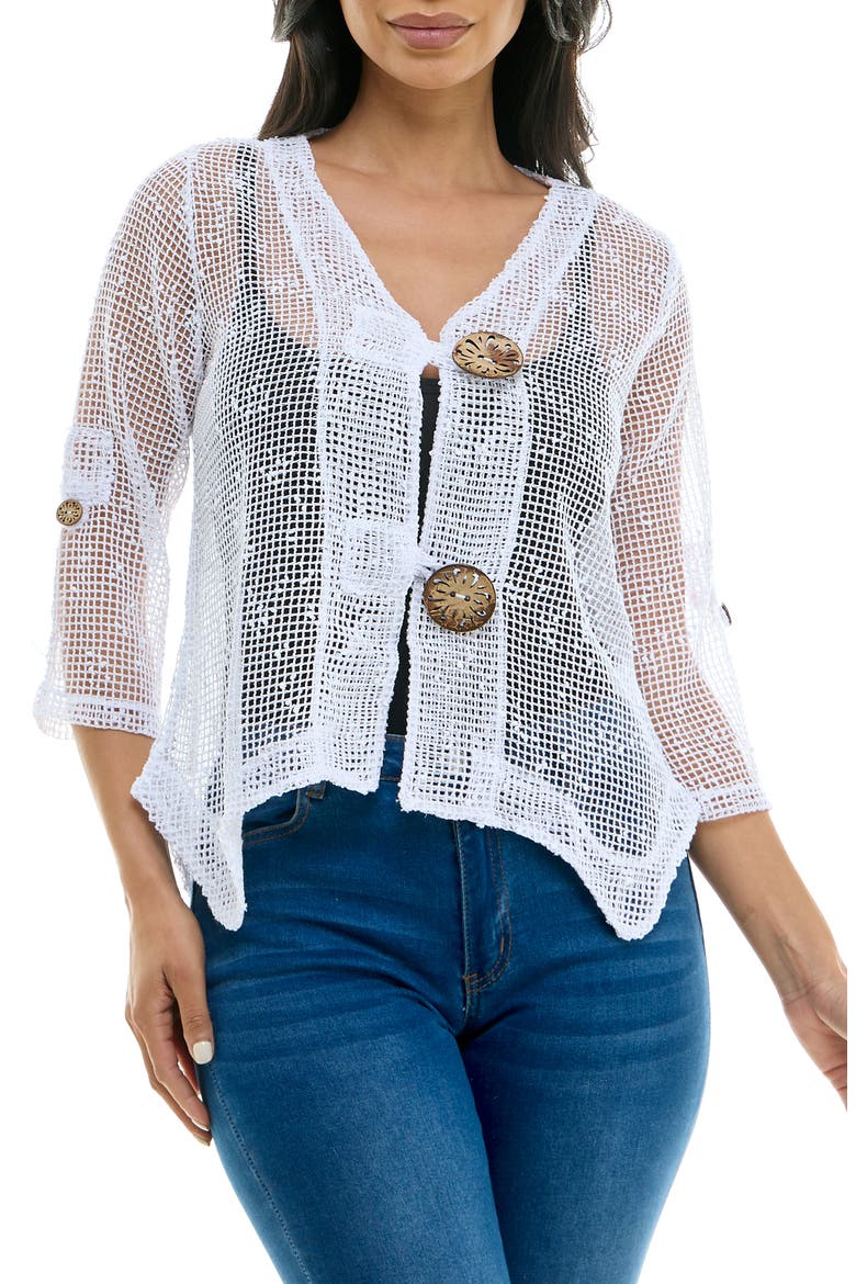 Open Knit Bolero Cardigan, Main, color, WHITE