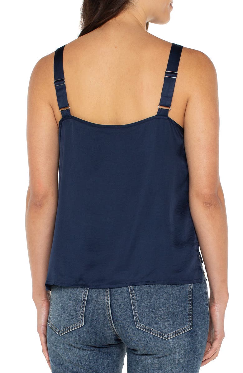 Liverpool Los Angeles Lace Trim Satin Camisole, Alternate, color, Dark Navy
