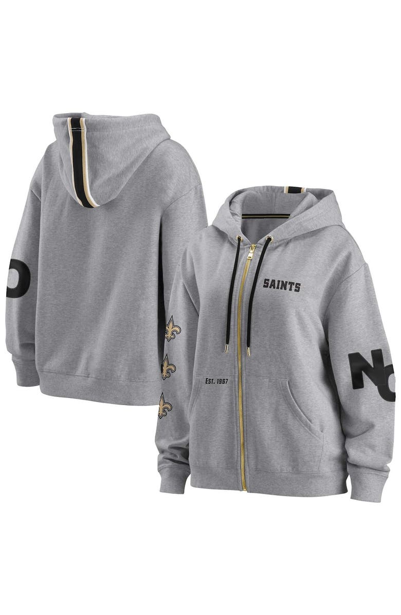 WEAR by Erin Andrews Women's WEAR by Erin Andrews Gray New Orleans Saints Full-Zip Hoodie, Main, color, Gray