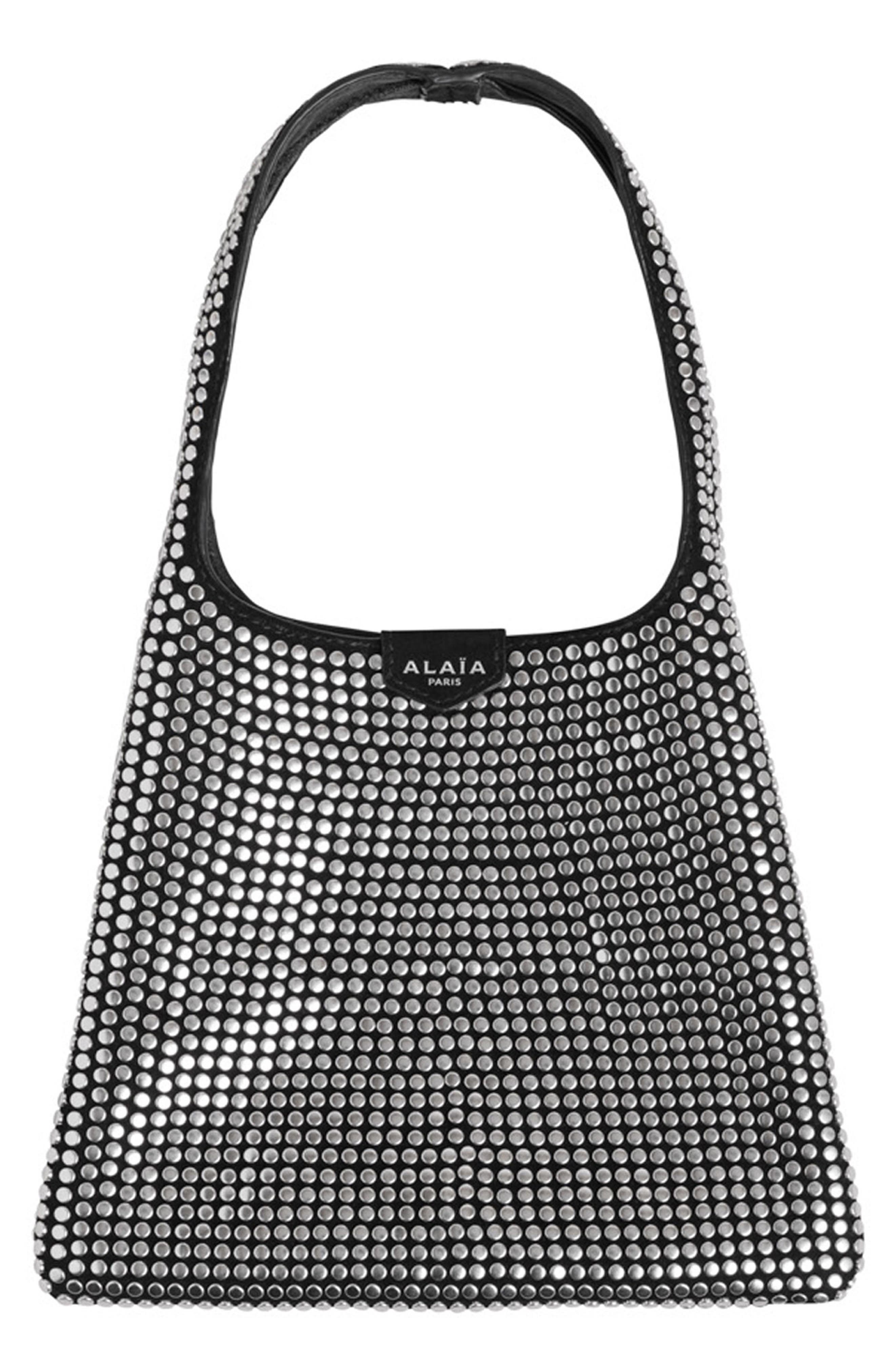 Studded Suede Hobo Bag, Main, color, NOIR 999