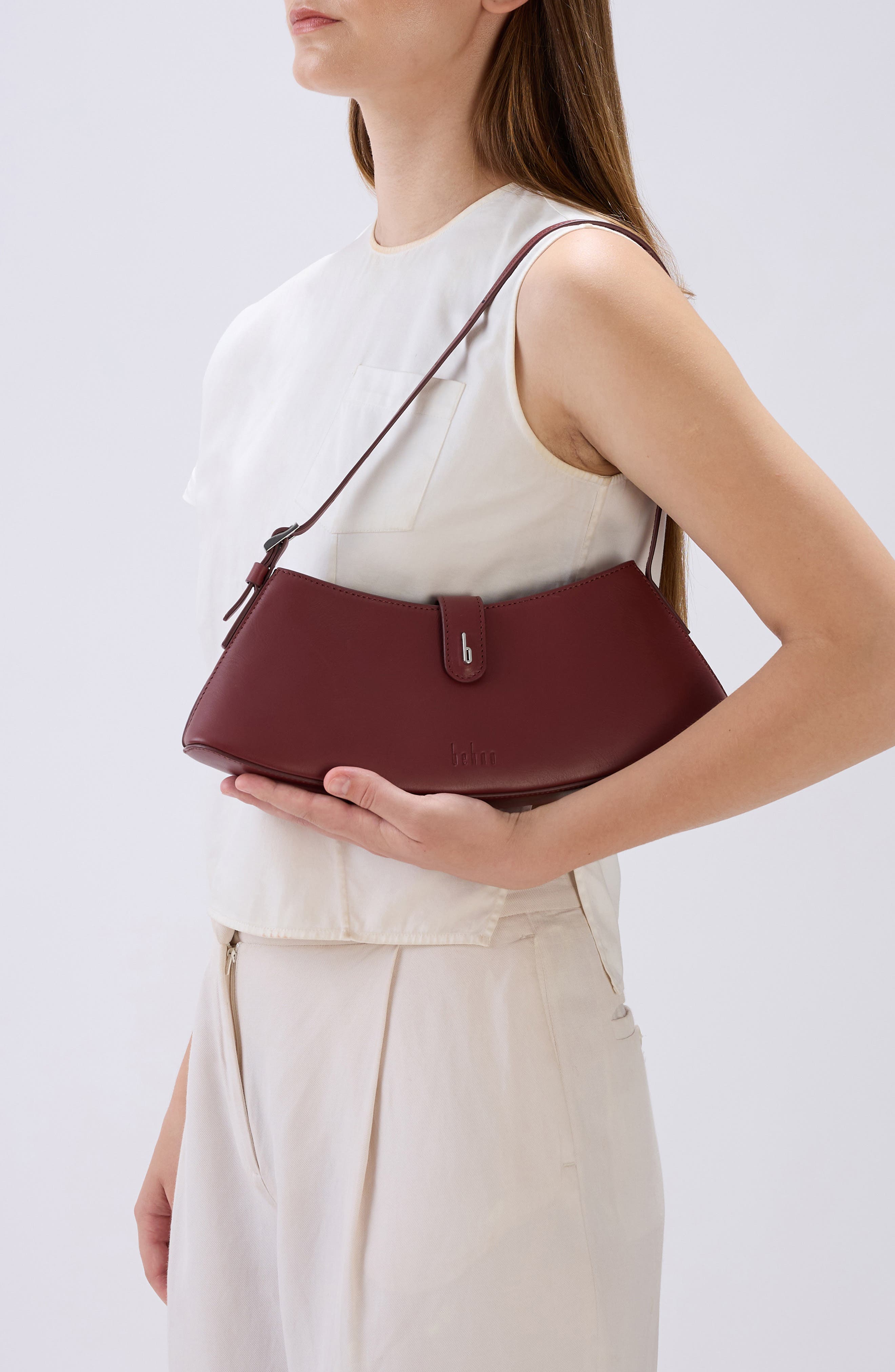 behno Mini Ruth Leather Shoulder Bag, Alternate, color, Brick