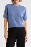 Theory Cashmere Short Sleeve Crop Sweater