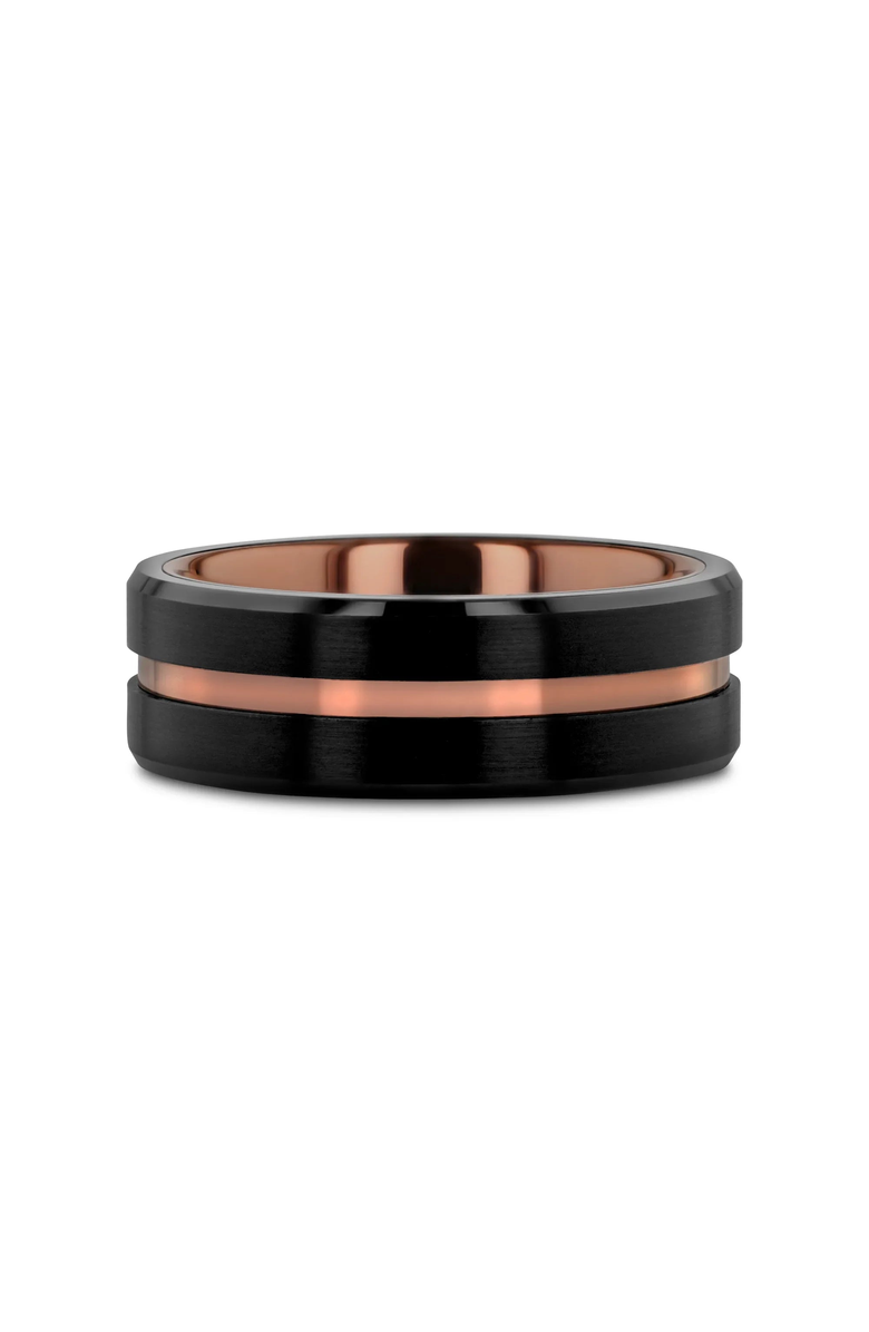 Larson Jewelers Nevan Flat Brushed Tungsten Wedding Band, Alternate, color, Black / Espresso