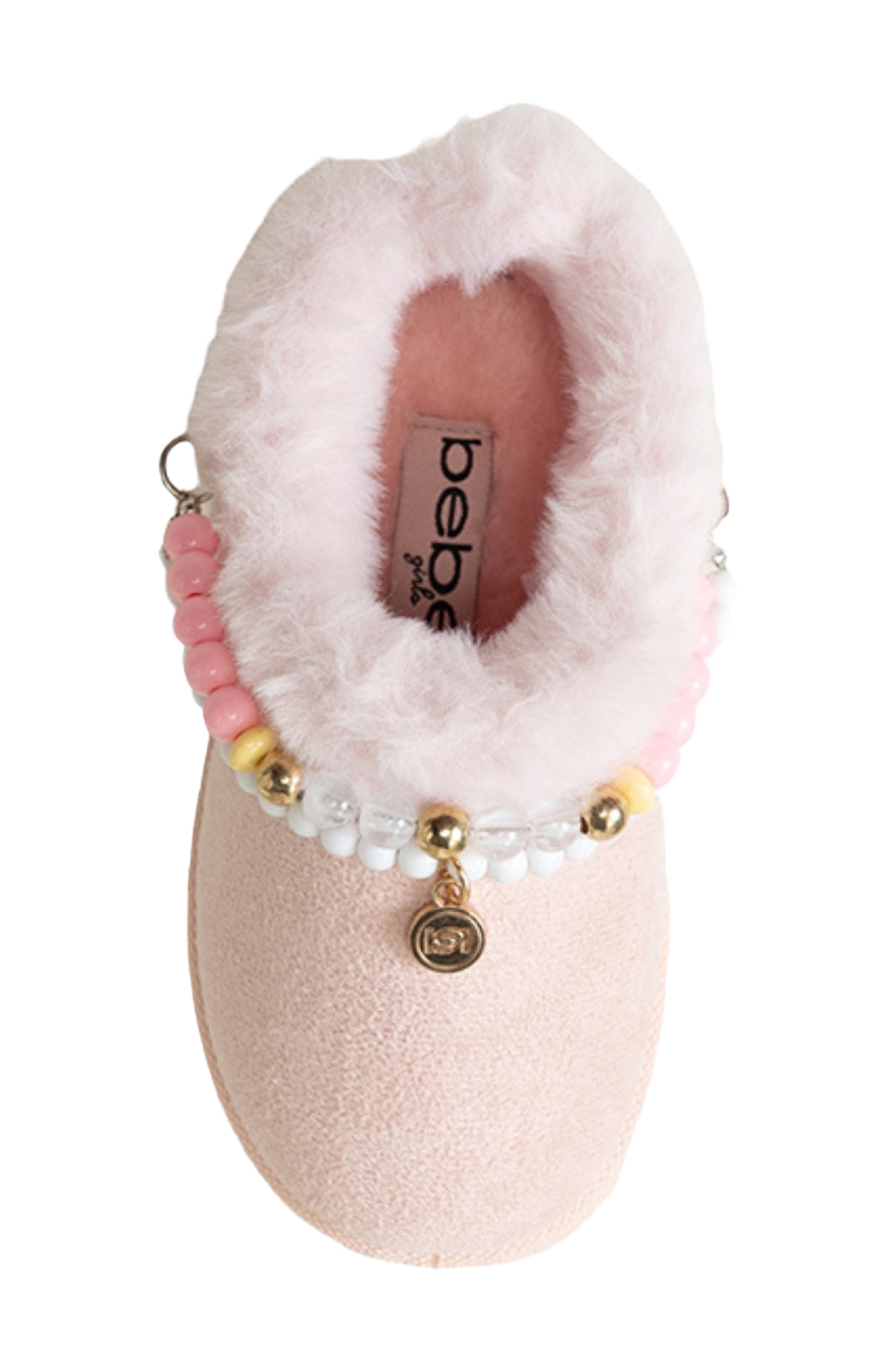 Kids' Beaded Faux Fur Lined Slipper, Alternate, color, BLUSH