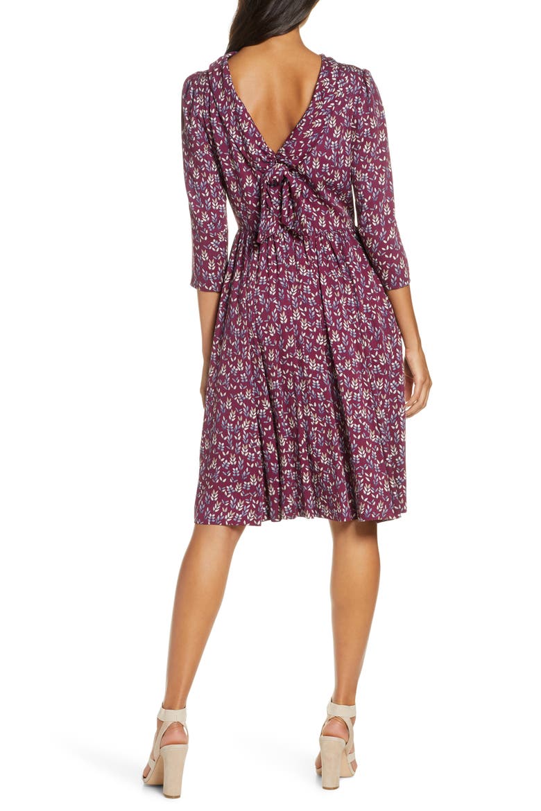 Beth V-Back Dress (Nordstrom Exclusive), Alternate, color, WINE/ BLUE