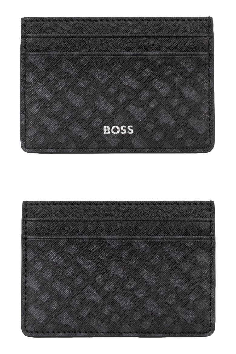 Zair Bonded Leather Card Holder, Alternate, color, BLACK