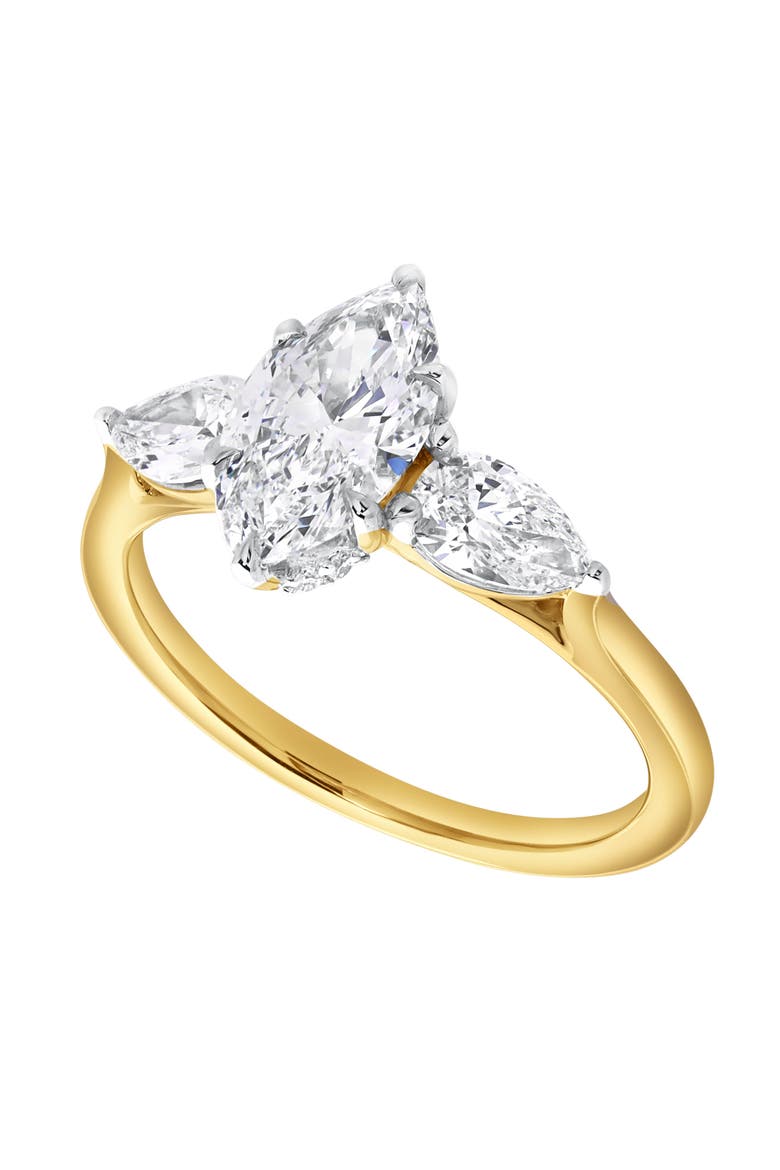 Fallon 2CT Marquise & Pear Three Stone Lab Diamond Ring 14K Gold, Alternate, color, 14K Yellow Gold
