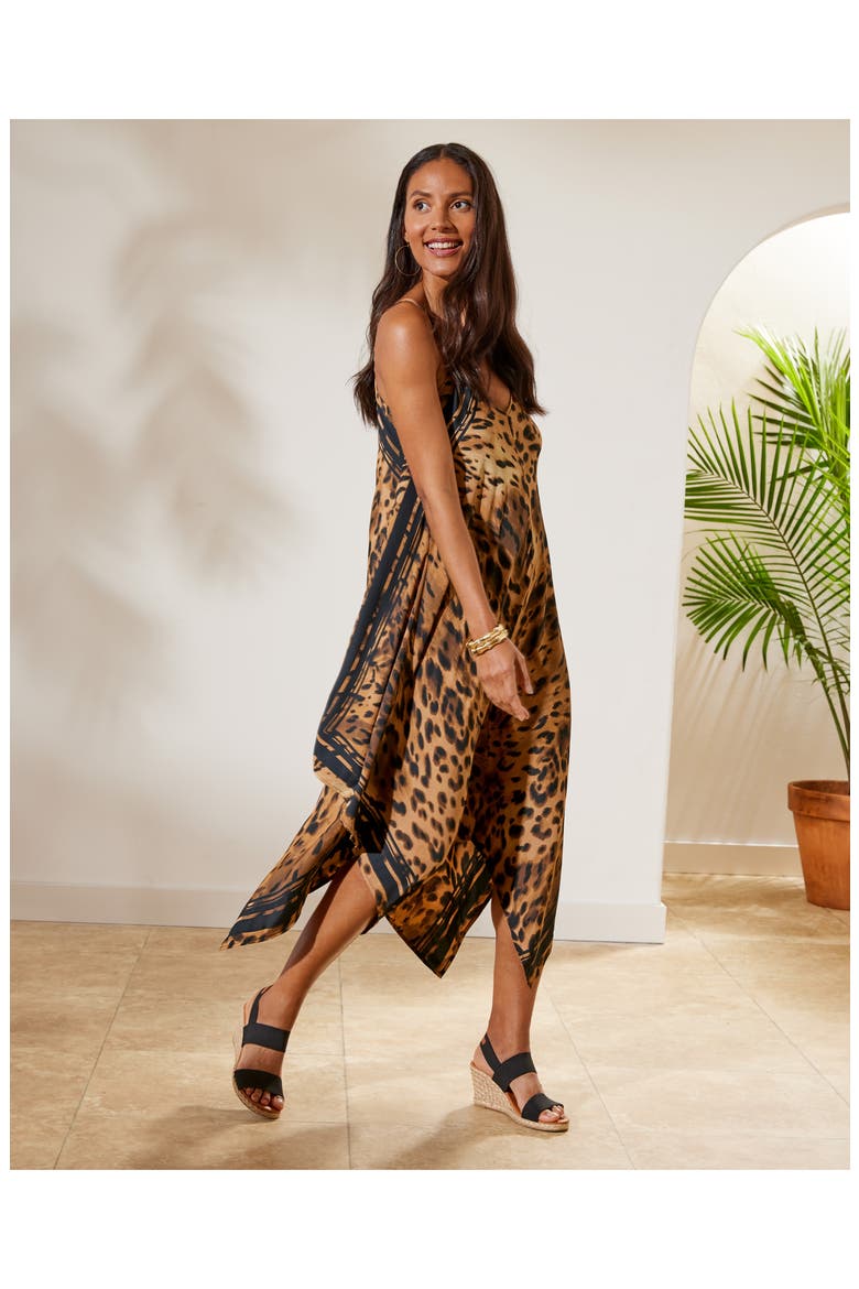 Sun Cat Leopard Print Cover-Up Dress, Alternate, color, BLACK