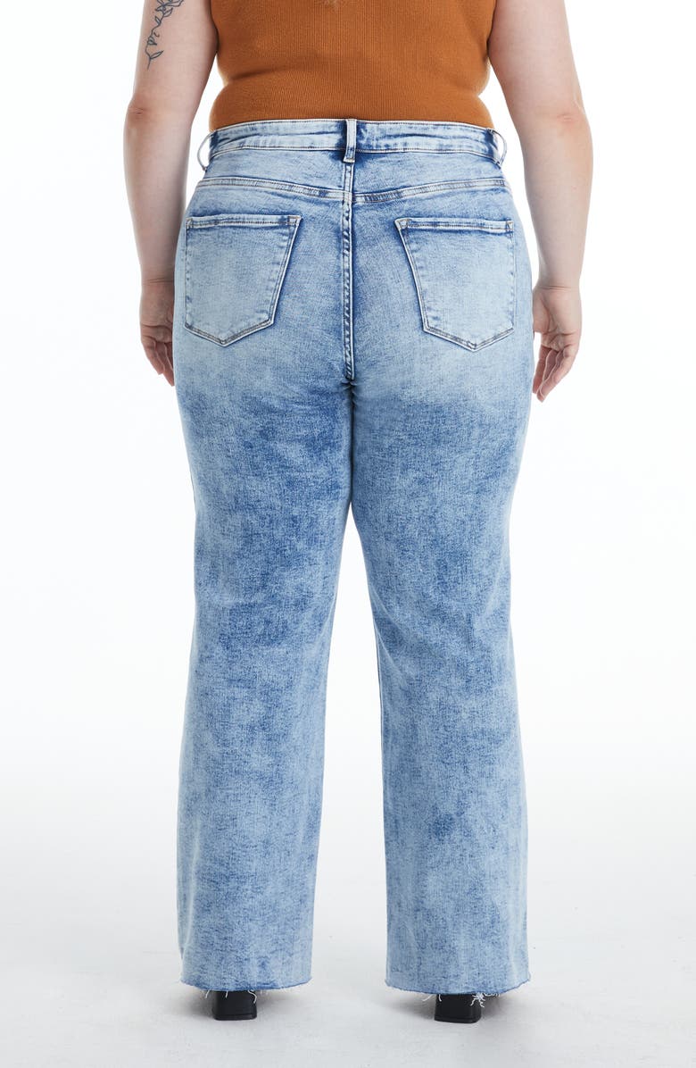 Bayeas High Waist Raw Hem Wide Leg Jeans, Alternate, color, Snow Dreams